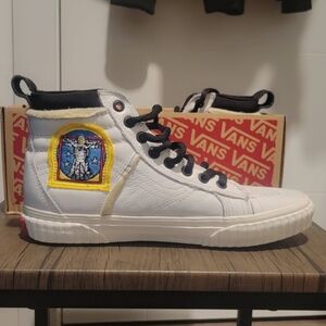 Vans White High-Top Sneakers with Astronaut Patch